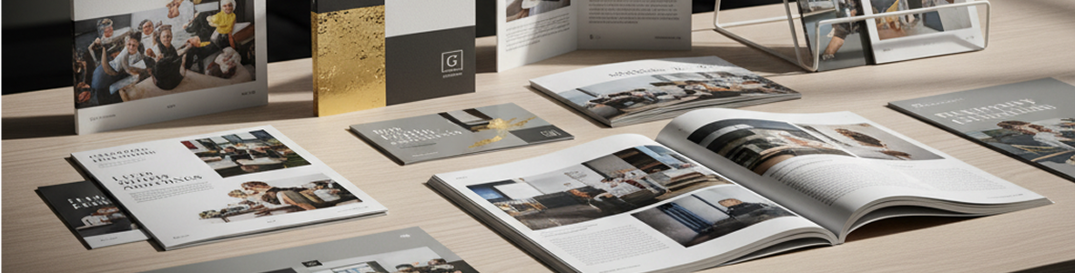 Mat gestreken papier ideaal voor institutionele brochures en zakelijke communicatie.