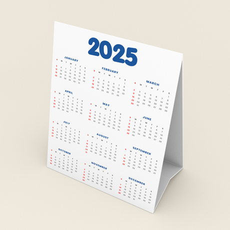Calendrier de bureau imprimé en papier