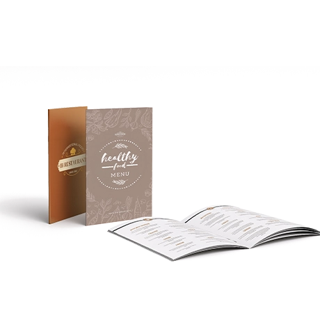 Menu personnalisé avec reliure agrafée
